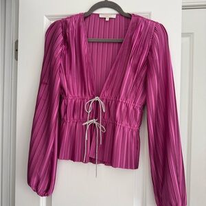Wayf Payton tie front rhinestone blouse